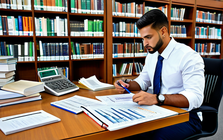펀드투자상담사 자격증 필요성 - Knowledge and Foundations**
"A person studying financial charts and textbooks in a modern library, ...